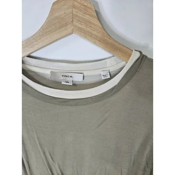 Vince Women's Green Double-Layer Long-Sleeve T-Shirt Top Size M Lightweight - Picture 2 of 7